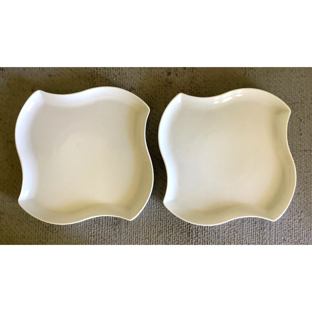 2 RICHARD GINORI DEDALO WHITE 8" FLAT PLATES SALAD SIDE LUNCHEON ITALY BEAUTIFUL
